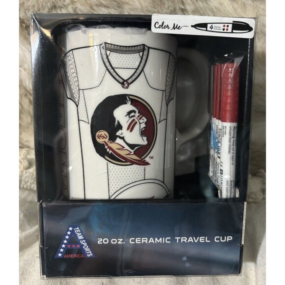 FSU Noles 20 oz Personalizable  Ceramic Travel Coffee Mug W/Team Color Markers - Picture 10 of 10